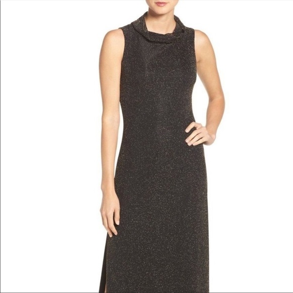 NWT Aidan Mattox Metallic Column Slit MAXI Gown 8 - Picture 1 of 9